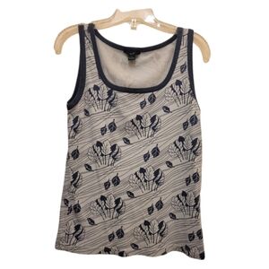 Gap Women's Floral Leaves Navy Blue Tank Top Size Medium